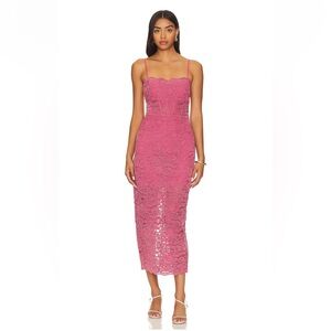 Saylor Uri Lace Overlay Midi Dress xs Raspberry